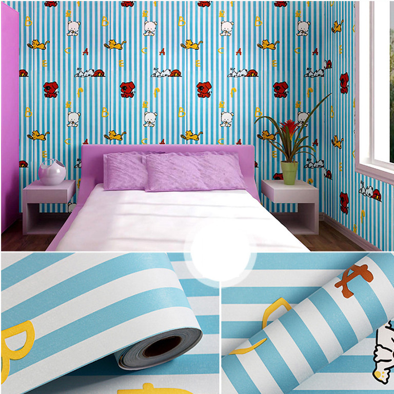 Cuộn 5m Decal Giấy Dán Tường Chó snoopy xanh dương