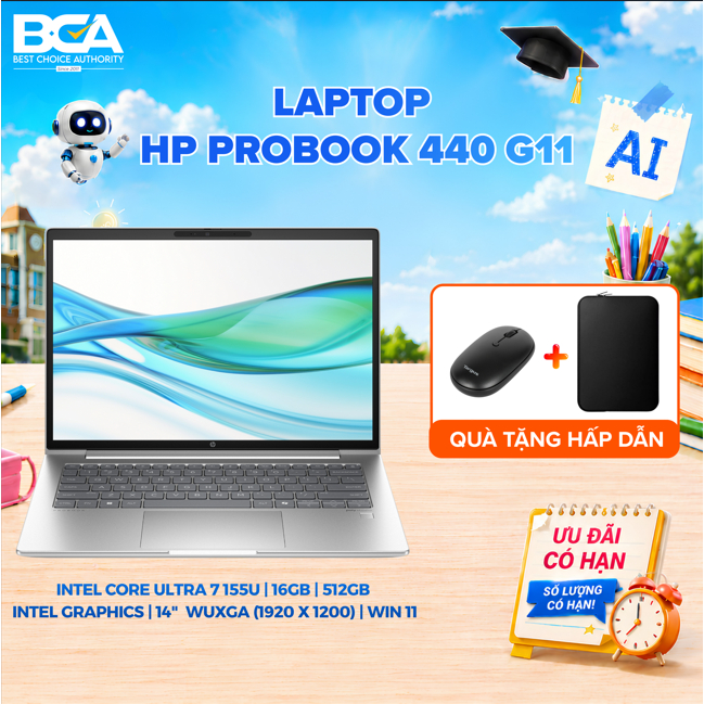 HP  ProBook 440 14 inch G11 Laptop (A74BHPT) Tặng kèm Túi Chống Sốc + Chuột Không dây Targus - Hàng chính hãng