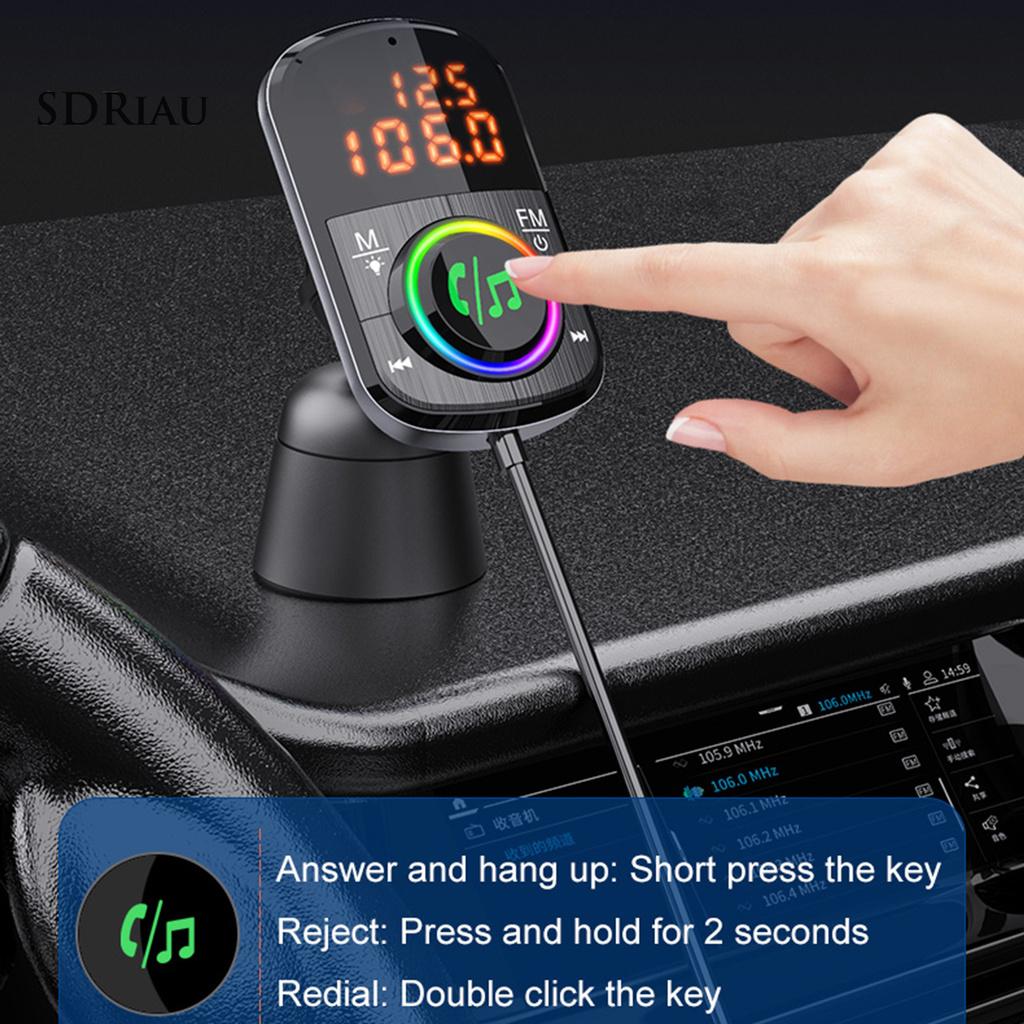 *QXDZ* BC71 Car Charger Dual Digital Display Bluetooth V5.0 ABS Colorful Light Bluetooth Transmitter Charger for Car