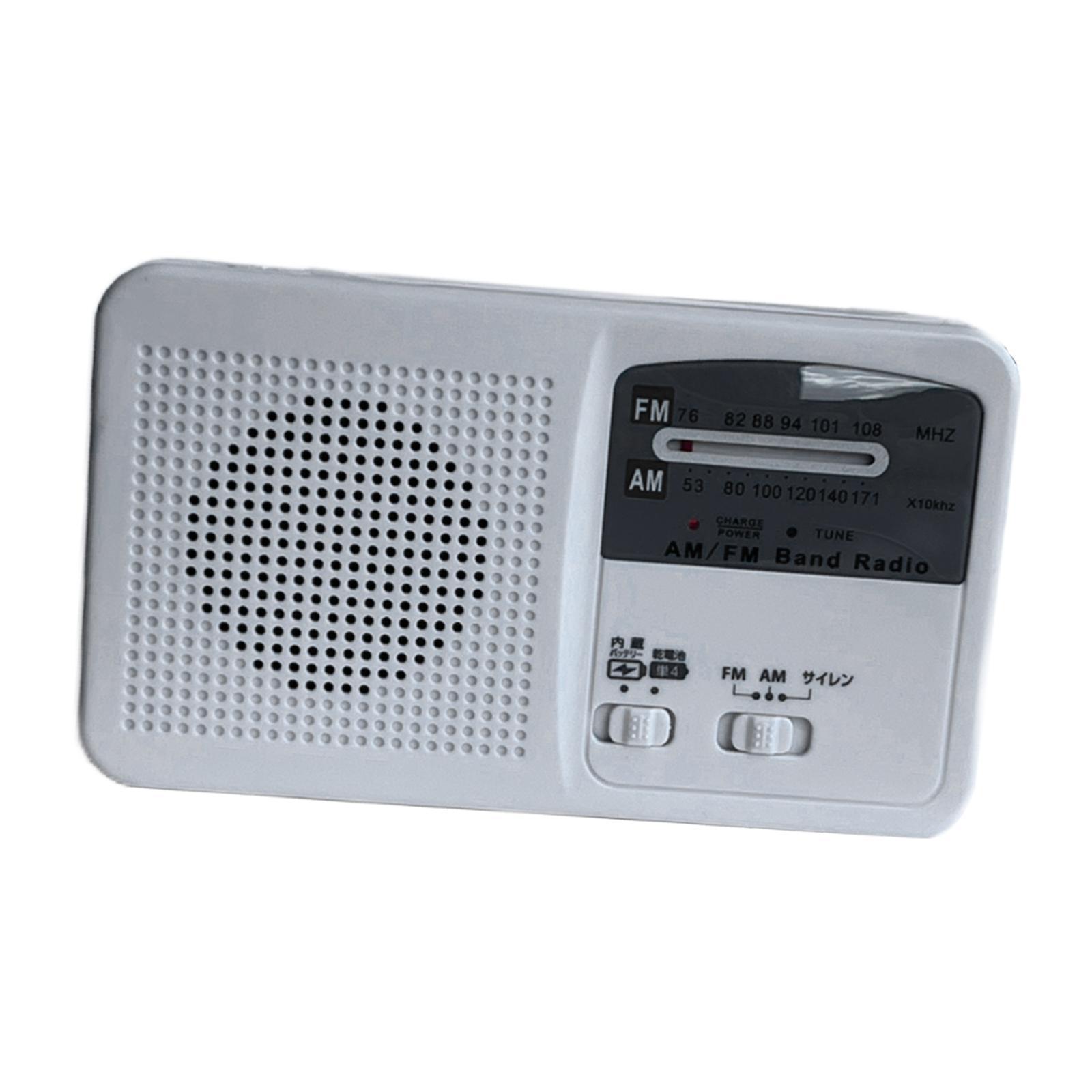 Powered Radio Solar Crank Battery AM/FM Radio White