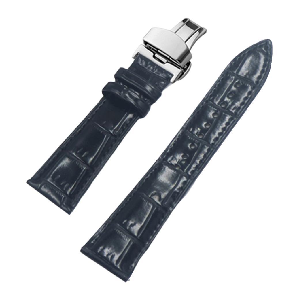 Watch Band Deployment Buckle Leather Padded Replacement Strap