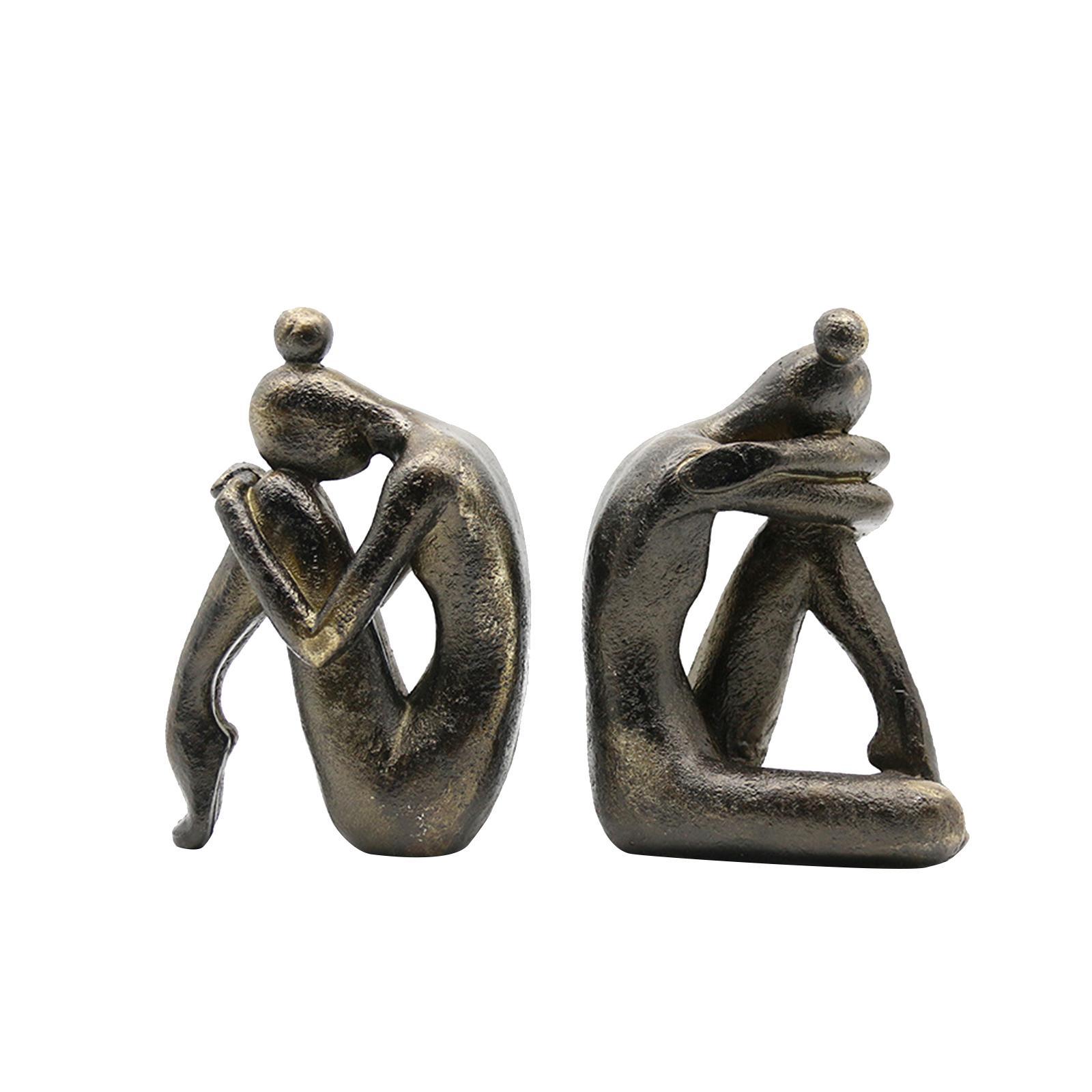Thinker Bookends Figurine Bookend Decorative Bookends Desk Living Room Modern Home Female Book Stand Holder Resin Book Ends Book Stopper