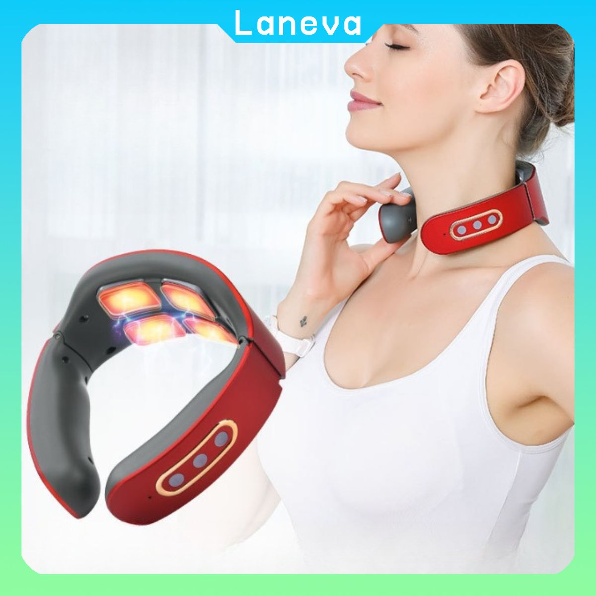 Máy massage cổ 4 đầu thông minh công nghệ mới LANEVA 890, Máy matxa cổ cao cấp tiêu chuẩn Châu Âu, giảm đau mỏi cổ gáy hiệu quả, giúp thư giãn sâu