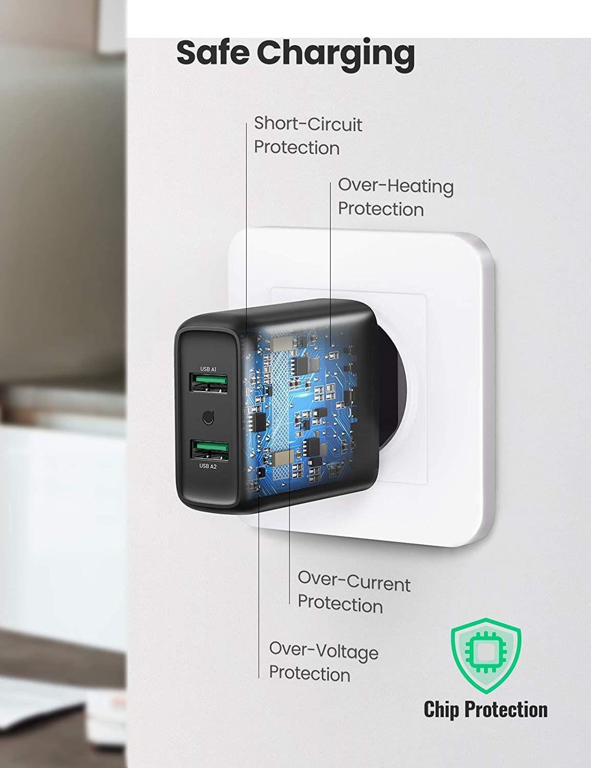 Ugreen UG10216CD161TK 36W QC3.0 2 cổng USB màu Đen Củ sạc nhanh - HÀNG CHÍNH HÃNG