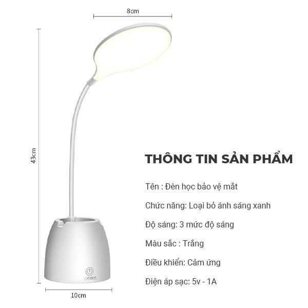 Đèn Học Để Bàn Bảo Vệ Mắt Cảm Ứng 3 Mức Ánh Sáng Hỗ Trợ Chống Cận, Có Pin Tích Điện, Đèn Bàn Học Led Đọc Sách, Làm Việc