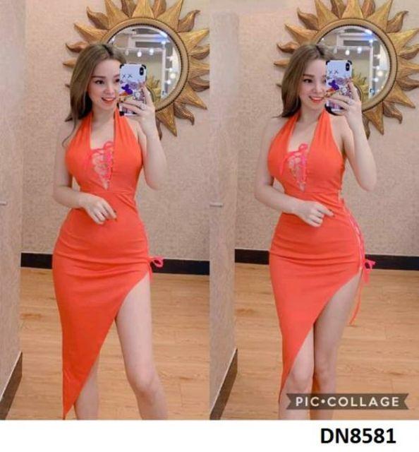 Đầm body xéo tà đan dây sexy