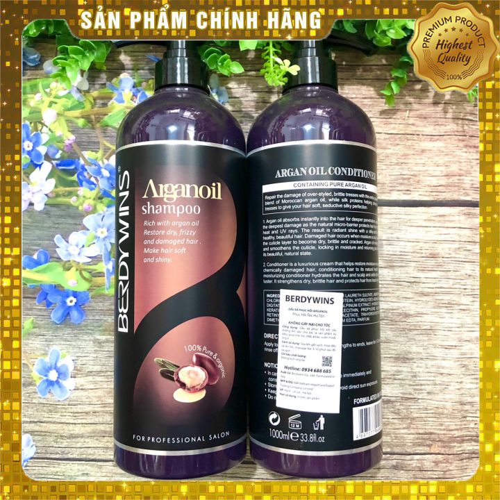 Bộ gội xả Arganoil Berdywin siêu mềm mượt 1000ml