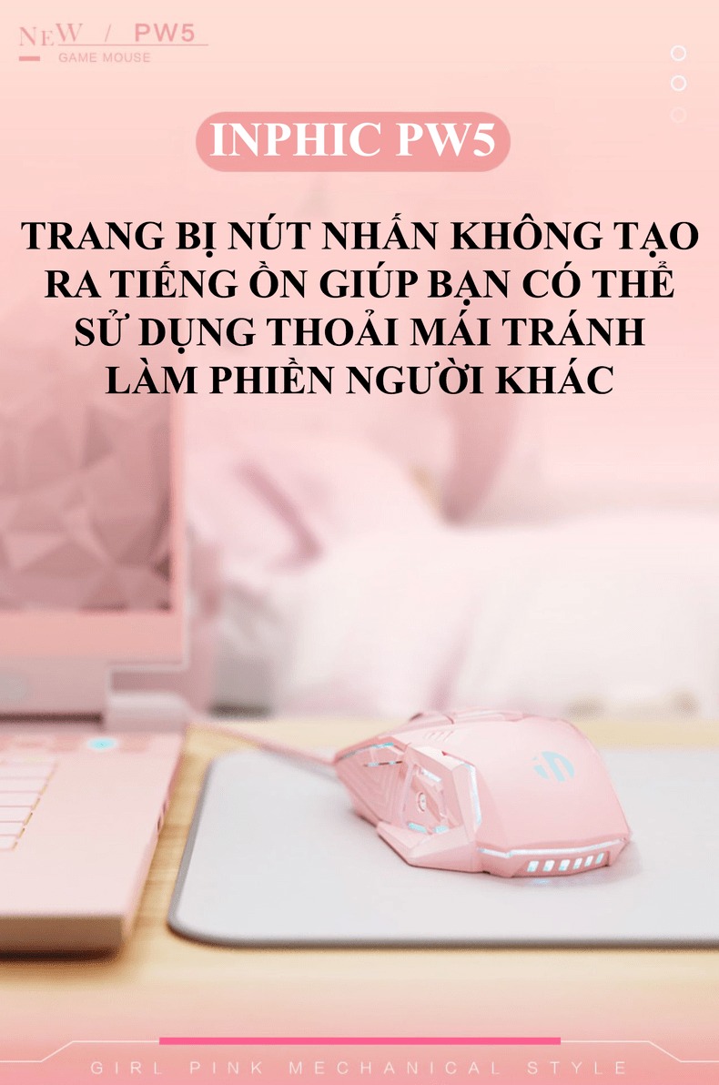 Chuột chơi game INPHIC PW5 thiết kế chuyên game với độ DPI lên đến 4800 phù hợp với các game thủ - HÀNG CHÍNH HÃNG