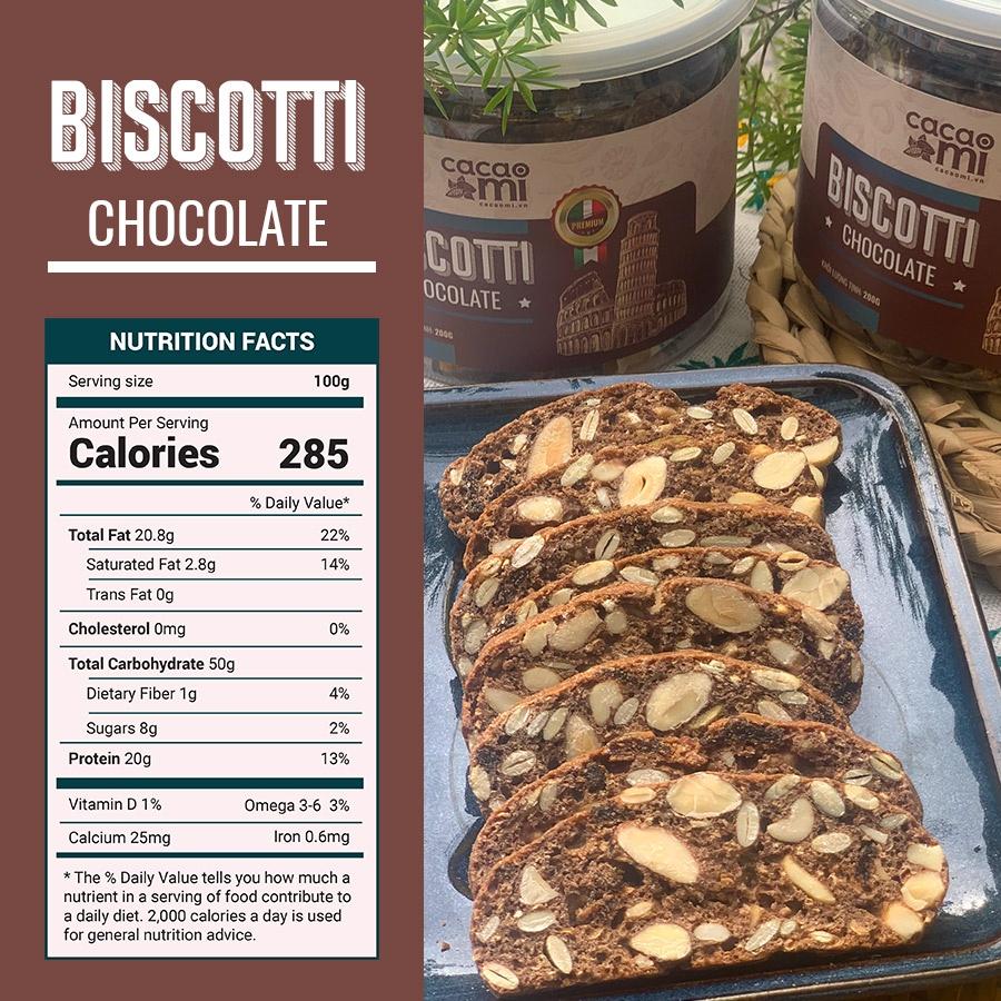 Bánh biscotti nguyên cám CACAOMI siêu hạt dinh dưỡng, ăn vặt healthy, chuẩn ăn kiêng giảm cân Keto, Eat Clean (25g-200g)