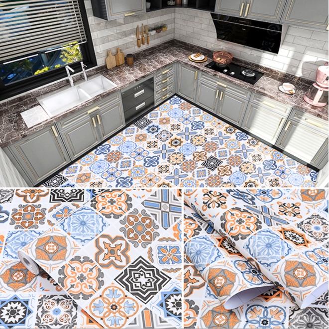 Decal Giấy Dán Nền Sàn Nhà Trang Trí Nhà Cửa GẠCH HIỆN ĐẠI HS2011 Có Keo Sẵn Khổ 60cm, GIÁ BÁN 1 MÉT DÀI