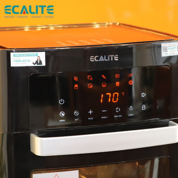 Nồi Chiên Không Dầu Ecalite EL-AF15 - Dung Tích Lớn 15 Lít - Công Nghệ Rapid Air Giảm Dầu Mỡ - Công Suất 1700W - Hàng Chính Hãng