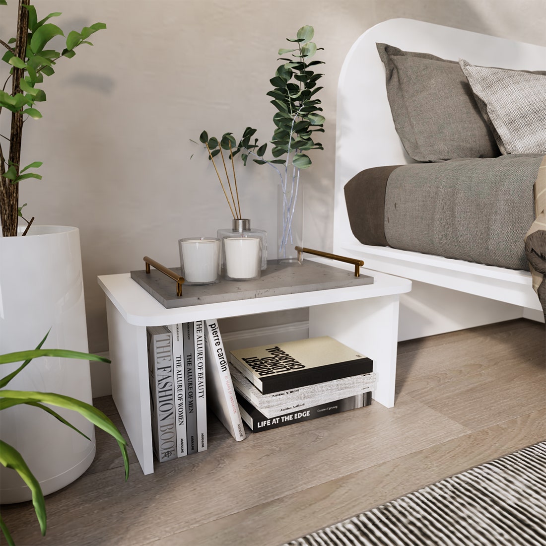 SB Furniture, KC-PLAY, Emmi End Table, White Color, W60xD40xH30 cm.