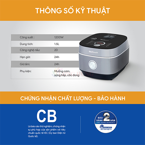 Nồi cơm điện tử cao tần Bluestone 1.5 lít RCB-5995 - Hàng chính hãng