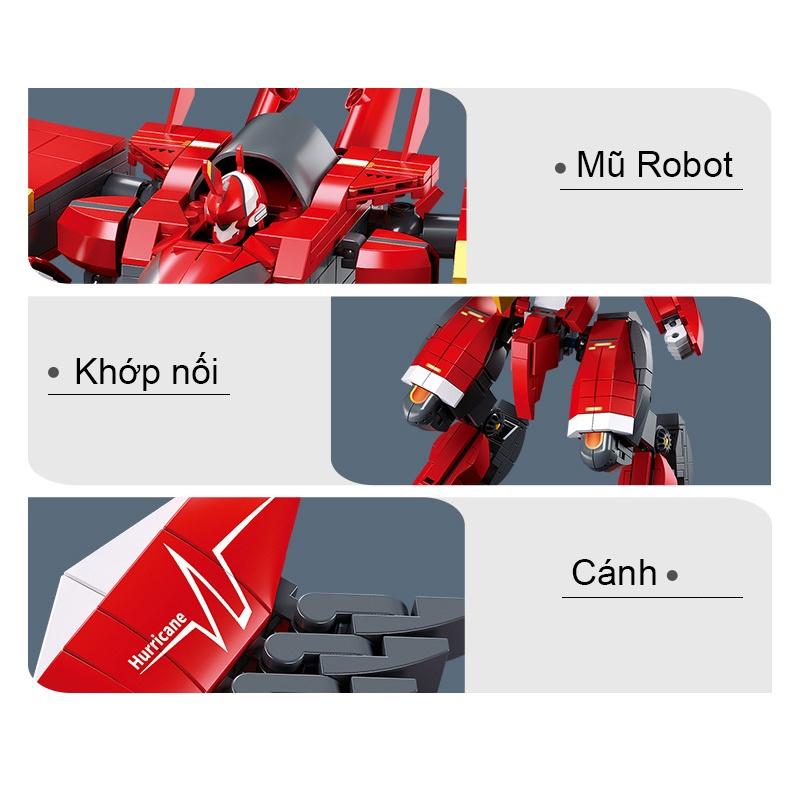 Đồ chơi Lắp ráp Mecha Phượng Hoàng lửa, Sluban B1139 Hurricane, Xếp hình thông minh, Mô hình robot