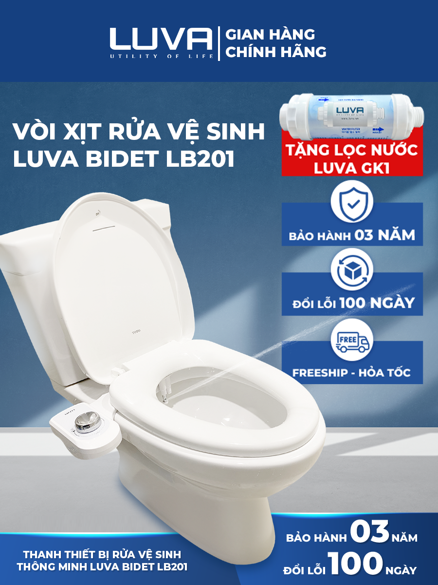 Vòi Rửa Xịt Vệ Sinh Thông Minh Luva Bidet LB201, 2 Vòi Rửa, Hàng Chính Hãng, Không Dùng Điện, Tự Rửa Vòi Phun