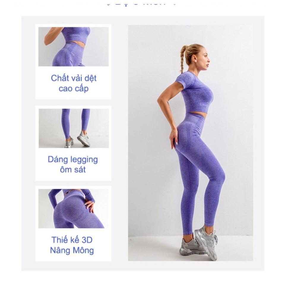 Bộ đồ tập thể thao thoáng khí dành cho nữ tập gym yoga erobic chất dệt kim hàng QC (Set dệt kim CT)