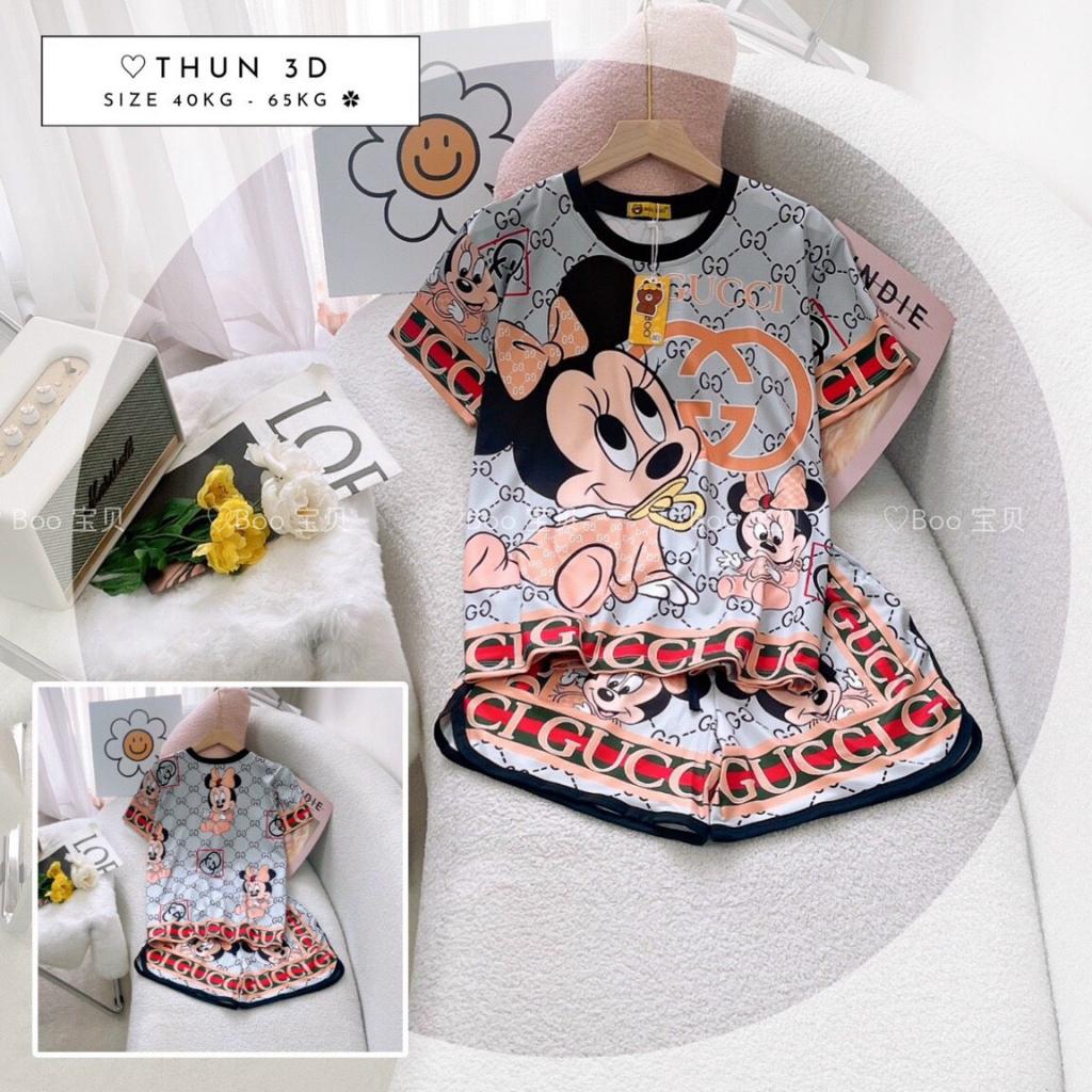 Bộ Thun Lạnh in 3D quần đùi 40-60kg