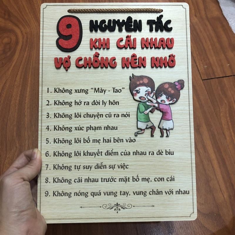 Tranh gỗ nguyên tắc nên nhớ khi cãi nhau làm quà tặng có dây treo tặng kèm đinh 3 chân