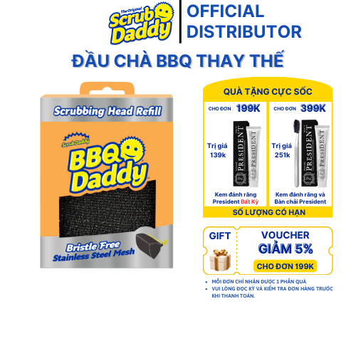 Cây chà rửa BQQ Daddy cho vỉ nướng ngoài trời - Rửa sạch lớp cháy khét với khả năng chà mạnh hơn, kiểm soát nhiệt độ