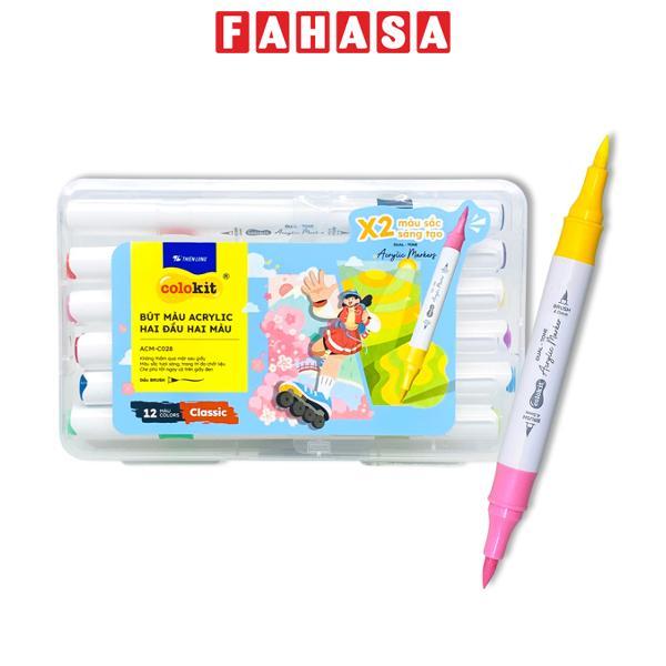 Hộp 12 Bút Màu Acrylic 2 Đầu 2 Màu - Colokit ACM-C028
