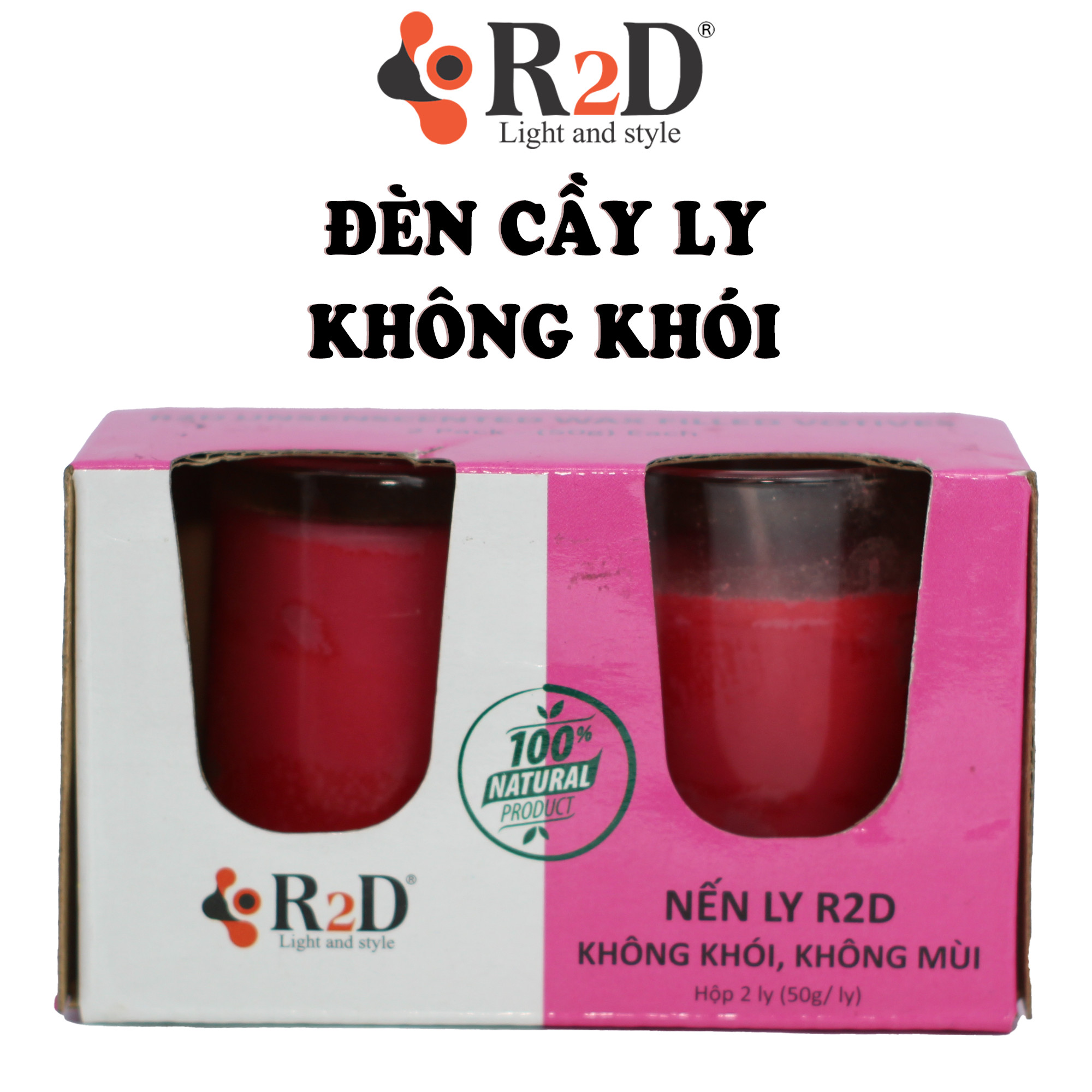 Nến Không Khói Đỏ, Nến Thắp Sáng, Đèn Cầy Ly, Chính Hãng Đến Từ Shop R2D, Làm Từ Thành Phần Tự Nhiên, Lành Tính.