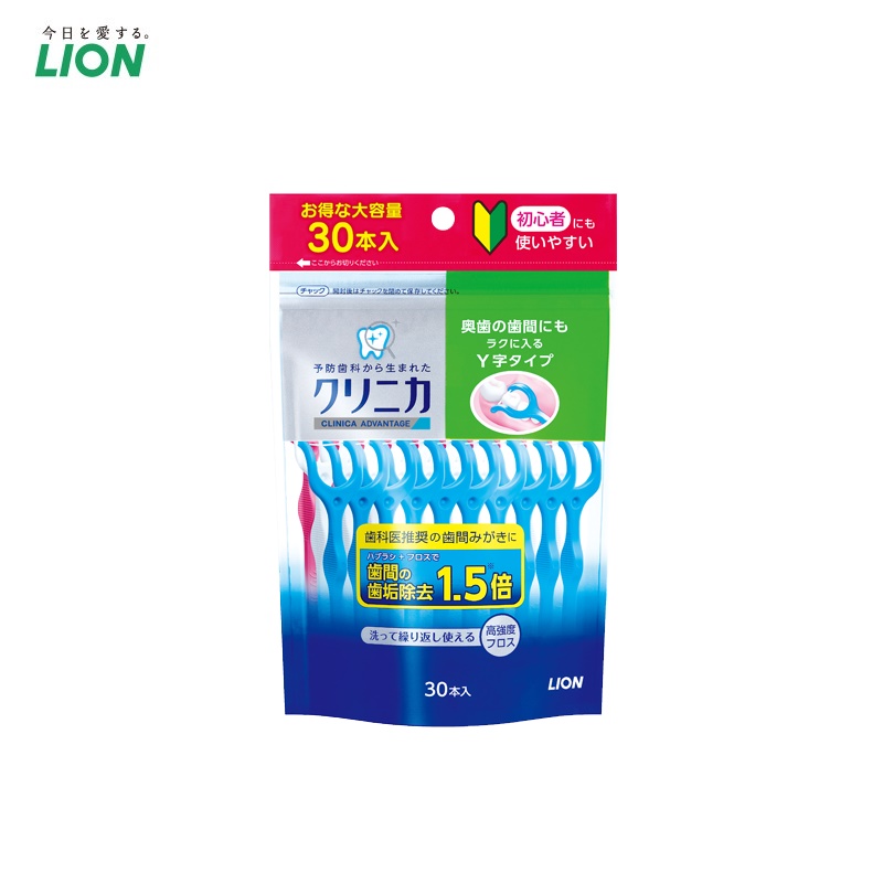 Tăm chỉ nha khoa Lion chữ Y ( 30 cây/gói ) sợi chỉ bằng PTFE mềm mại & bền dai - Hàng nội địa Nhật Bản