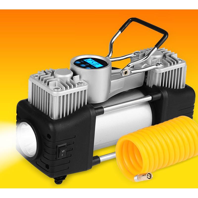 Bơm 2 Xi Lanh Dùng Cho Ô Tô Mã Lực Lớn Siêu Khỏe Có Hộp Nhựa - Bơm Lốp Ô Tô 2 Piston Xylanh 12V - HAI XY LANH