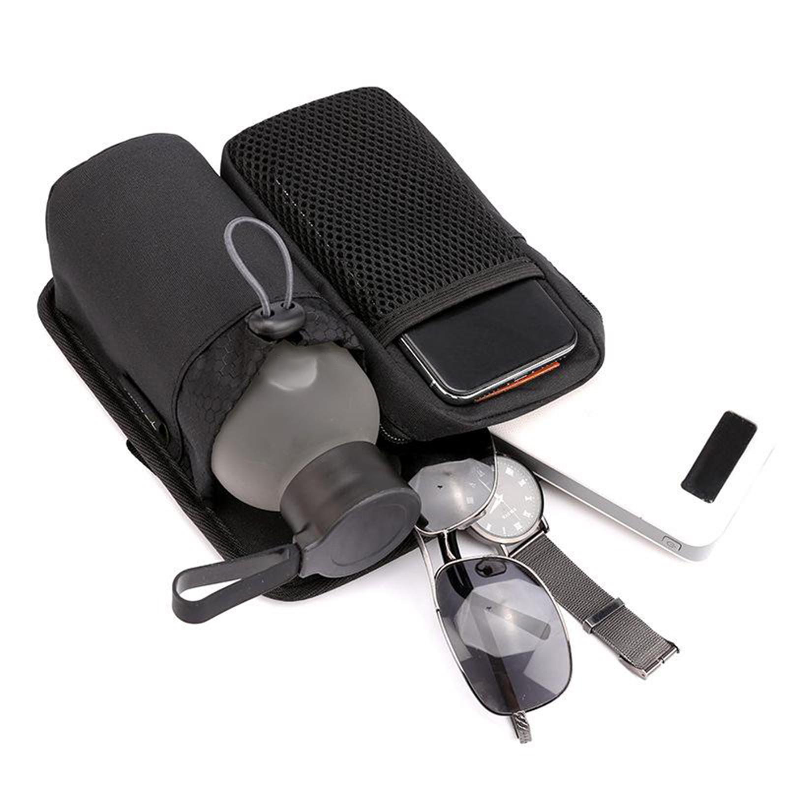 Front Bike Handlebar Bag Storage Phone Holder Bottle Drawstring Pouch Black