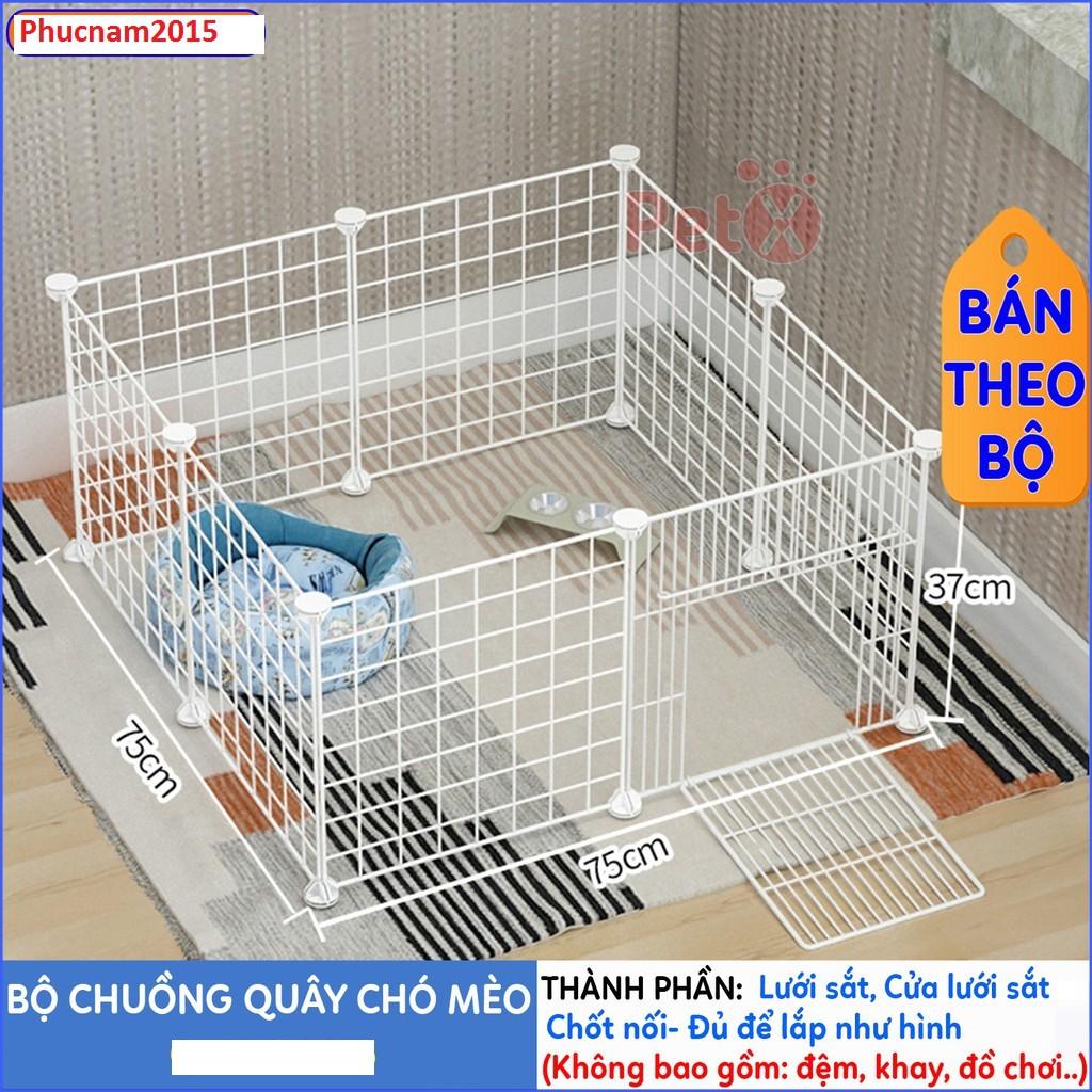 Chuồng Thú 7 Tấm 1 Cửa (Tặng Kèm 16 Chốt), Tấm Lưới Lắp Ghép Chuồng Chó Chuồng Mèo Lồng Thú Lồng Mèo