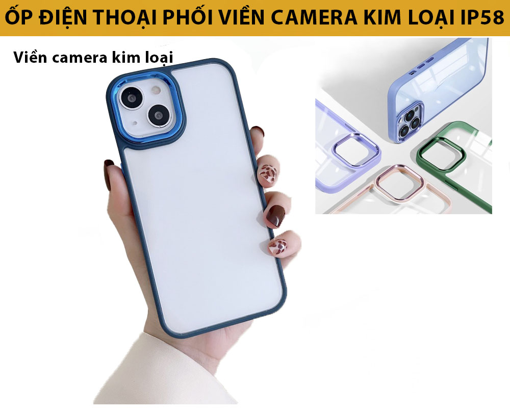 Ốp Điện Thoại Phối viền camera kim loại metal KOLEAD P58 Trong Suốt Màu Sắc Ngọt Ngào lp14 Pro Max 14 13 12 11 Pro Max - Hàng chính hãng