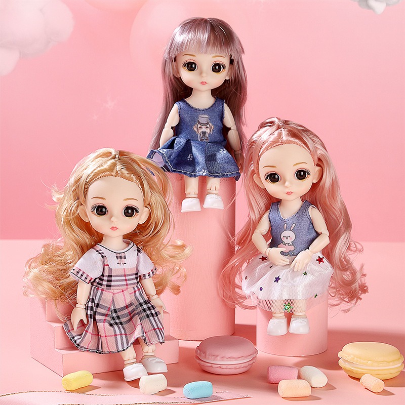 Đồ chơi búp bê 23 khớp xinh xắn cao 17cm dễ dàng cử động, đồ chơi dễ thương cho bé gái