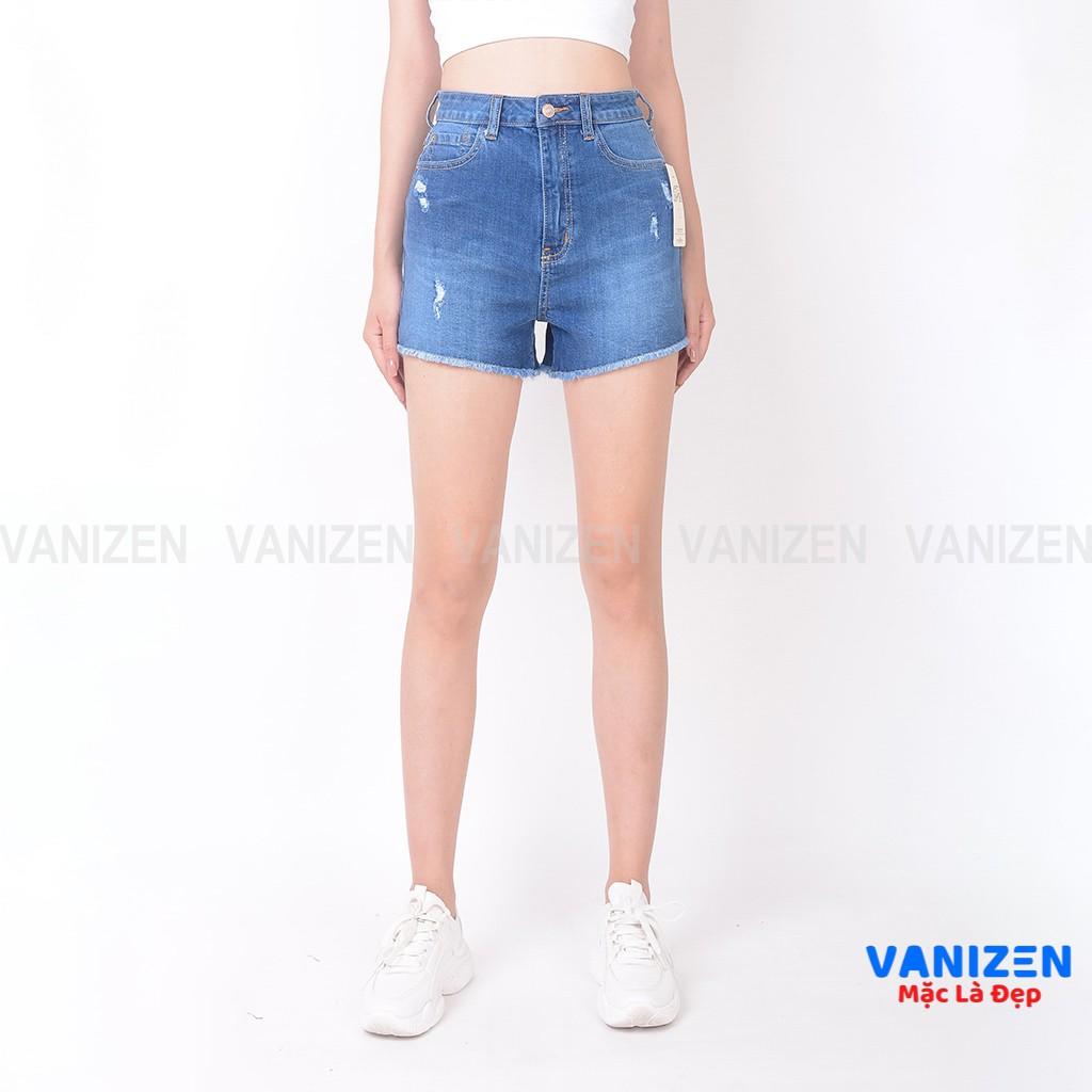 Quần short jean nữ ngắn đẹp lưng cao cạp cao tua rua gấu rách hàng cao cấp mã 431 VANIZEN