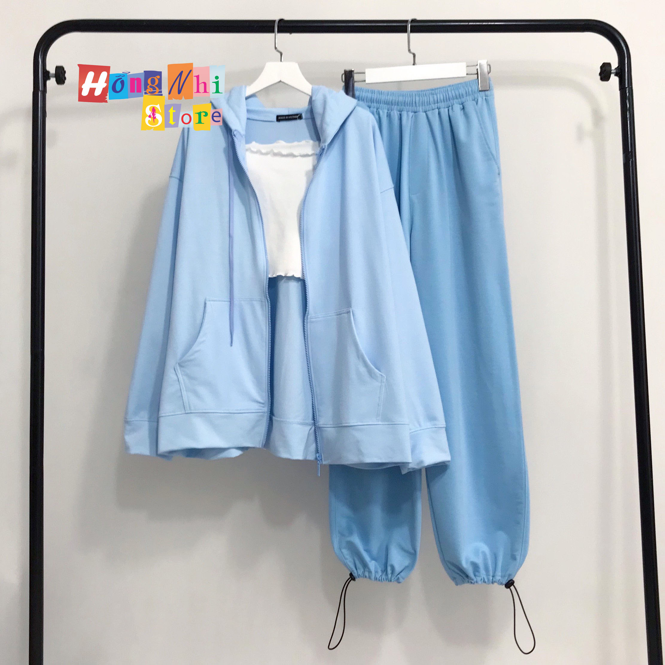 Quần Jogger Thun Dài Dây Rút Lai Màu Xanh Dương Long Basic Pant - Jogger Dây Rút Unisex - MM