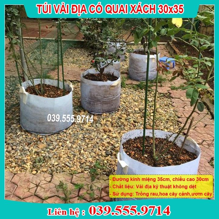 BỘ 10 TÚI VẢI ĐỊA  TRỒNG CÂY CÓ 2 QUAI XÁCH SIZE 35x30 BỀN ĐẸP