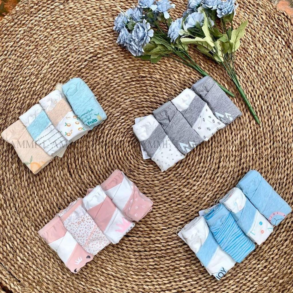 Set 4 quần lót bầu sau sinh cạp chéo cotton kháng khuẩn cao cấp, túi zip siêu đáng yêu