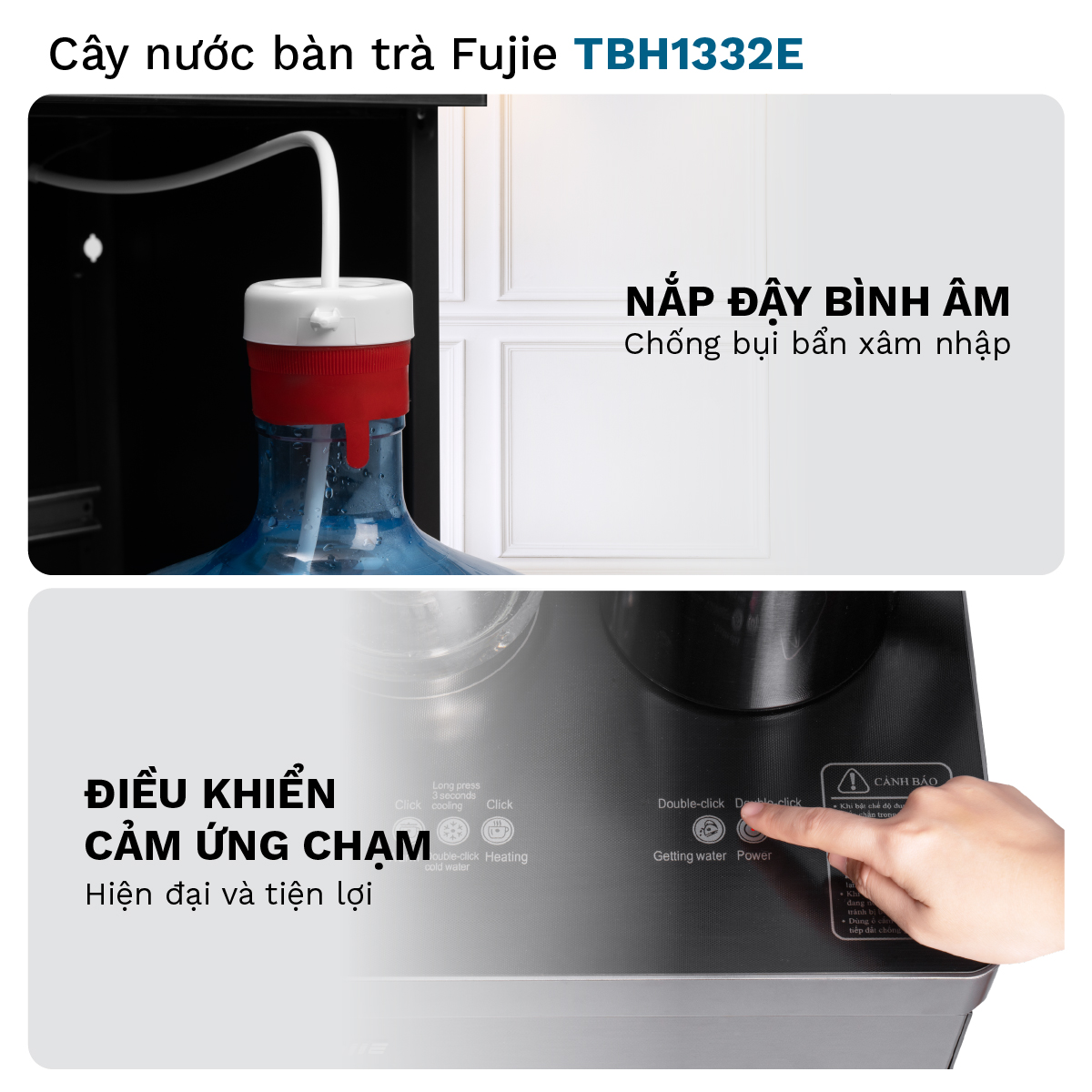 Cây nước nóng lạnh bàn trà cafe FujiE TBH1332E nhập khẩu, máy nước nóng lạnh điều khiển từ xa cài đặt nhiệt độ - Hàng chính hãng