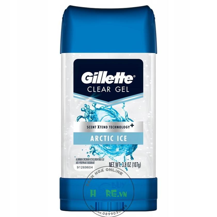 Lăn Khử Mùi Gillette Dạng Gel Arctic Ice Clear Gel 107g - Hàng USA - Actic Ice