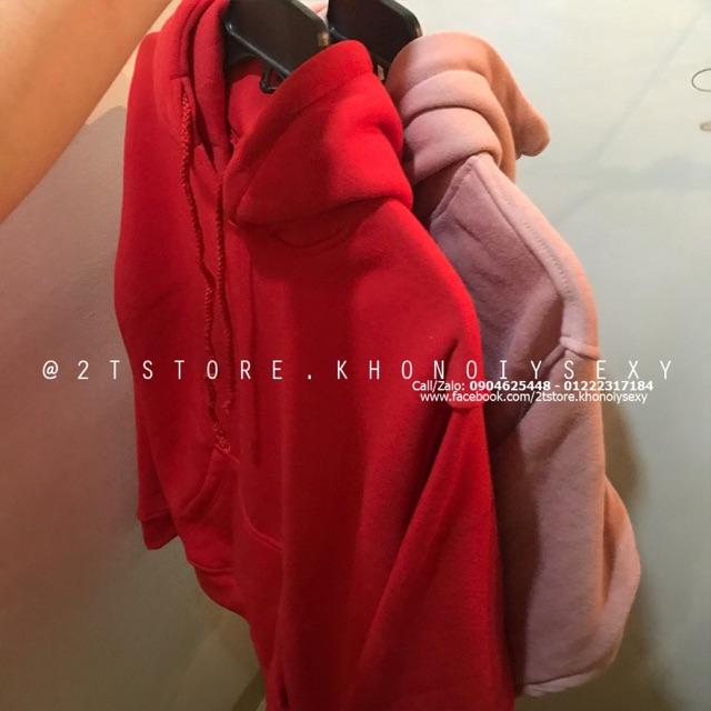 Áo hoodie unisex 2T Store H09 màu đỏ tươi