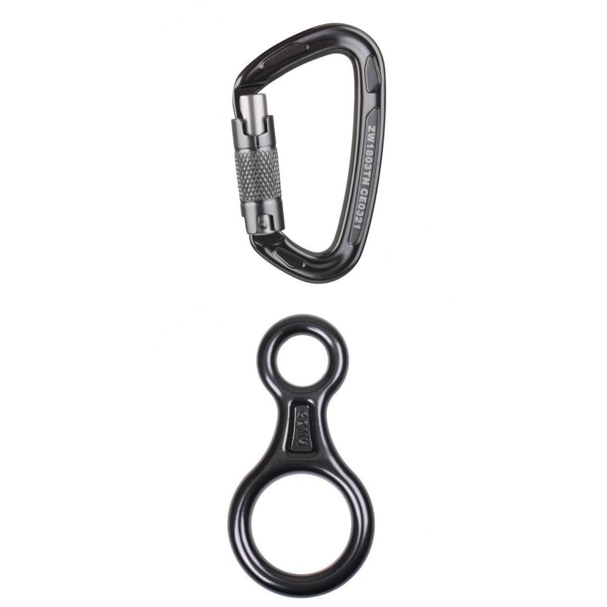 Mountaineering Belay Device 35KN+24KN Auto Self Lock Carabiner Rock Climbing