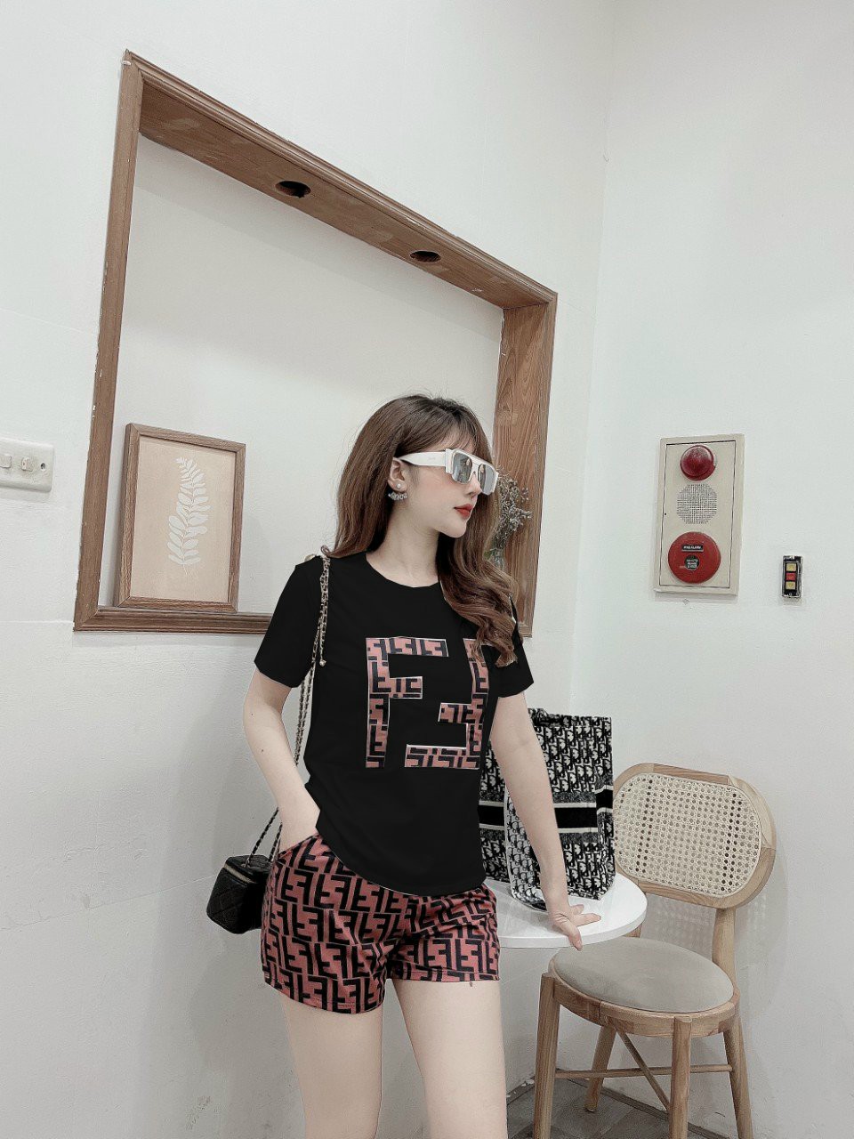 Đồ bộ thun đùi nữ form rộng chữ F