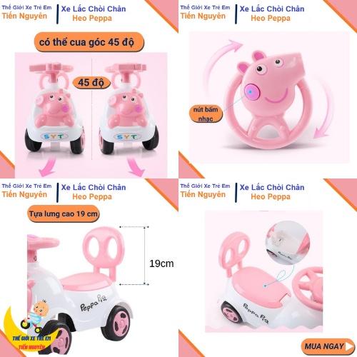 Xe lắc cho bé Heo Peppa có nhạc sành điệu, Bảo hành 6 tháng, Xe lắc chòi chân đa năng 2 in 1 cho bé từ 1 - 6 tuổi