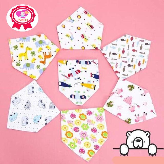 Khăn Yếm Tam Giác Có Khuy Bấm Cho Bé 2 Lớp, 100% cotton