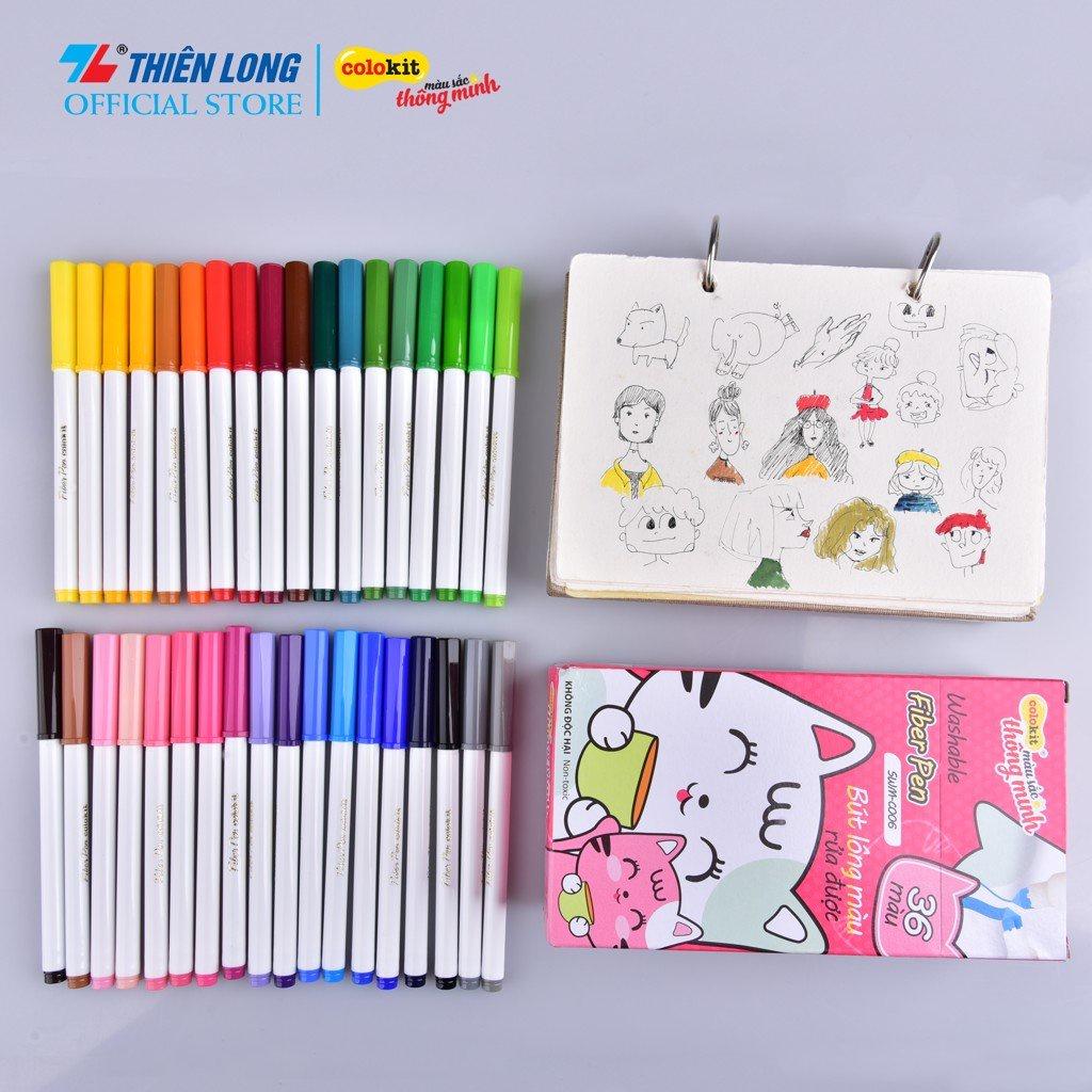 Bút Lông Màu Thiên Long Fiber Pen Washable SWM-C006 - 36 Màu- Viết Được Nét Mảnh Nét To- Mua nhiều giá tốt