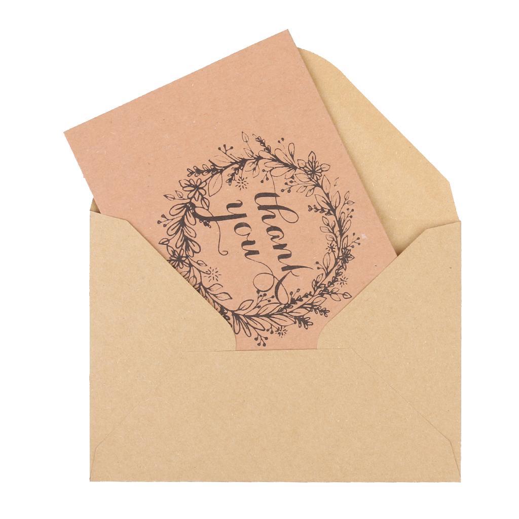 50pcs Vintage Brown Recycled Wedding Party Thank You Kraft Cards Envelops