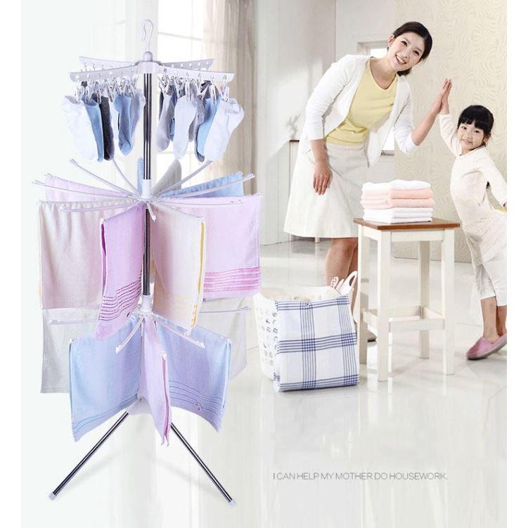 Cây Phơi Quần Áo Đa Năng Cao Cấp Cho Bé - Thiết Kế Xoay 360 Độ, Giàn Phơi Thông Minh, Có Thể Gập Gọn - Cây Phơi Đa Năng