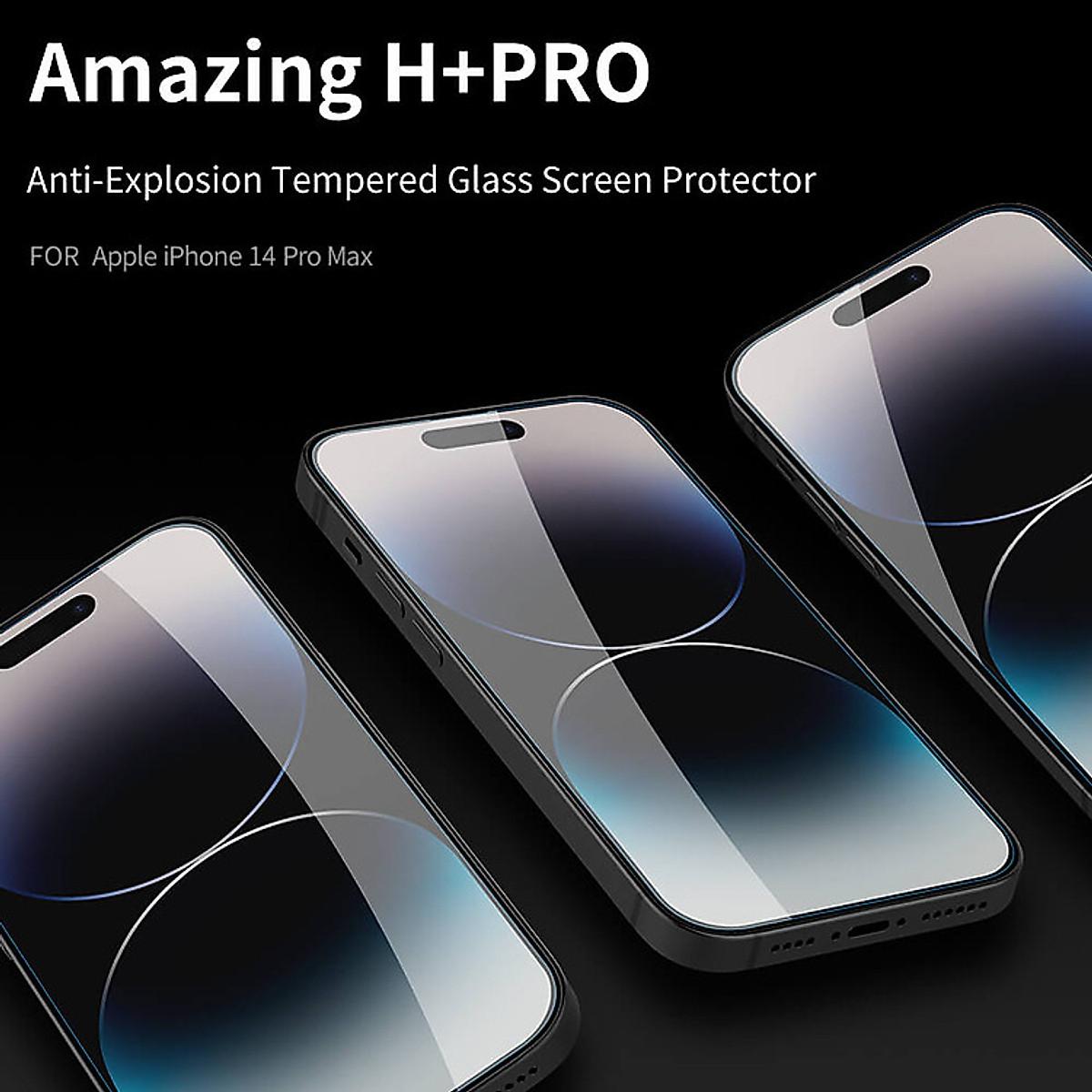Dán kính cường lực cho iPhone 15 Pro, Iphone 15, iPhone 15 Plus, iPhone 15 Pro Max Nillkin Amazing H+ Pro (mỏng 0.2 mm, vát cạnh, chống trầy, chống va đập - Hàng chính hãng