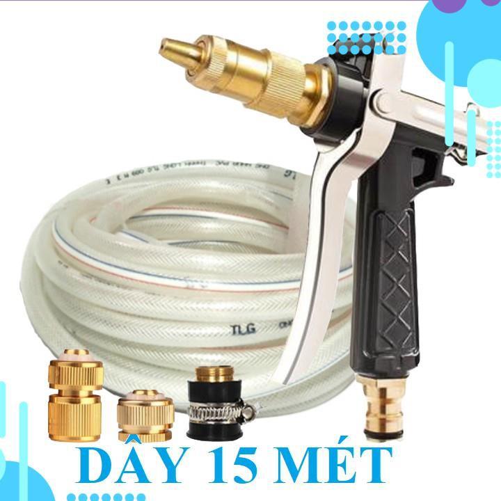 Bộ dây vòi xịt ️bơm nước phun sương️ , tăng áp 3 lần, loại 15m 206236 đầu đồng, cút đồng