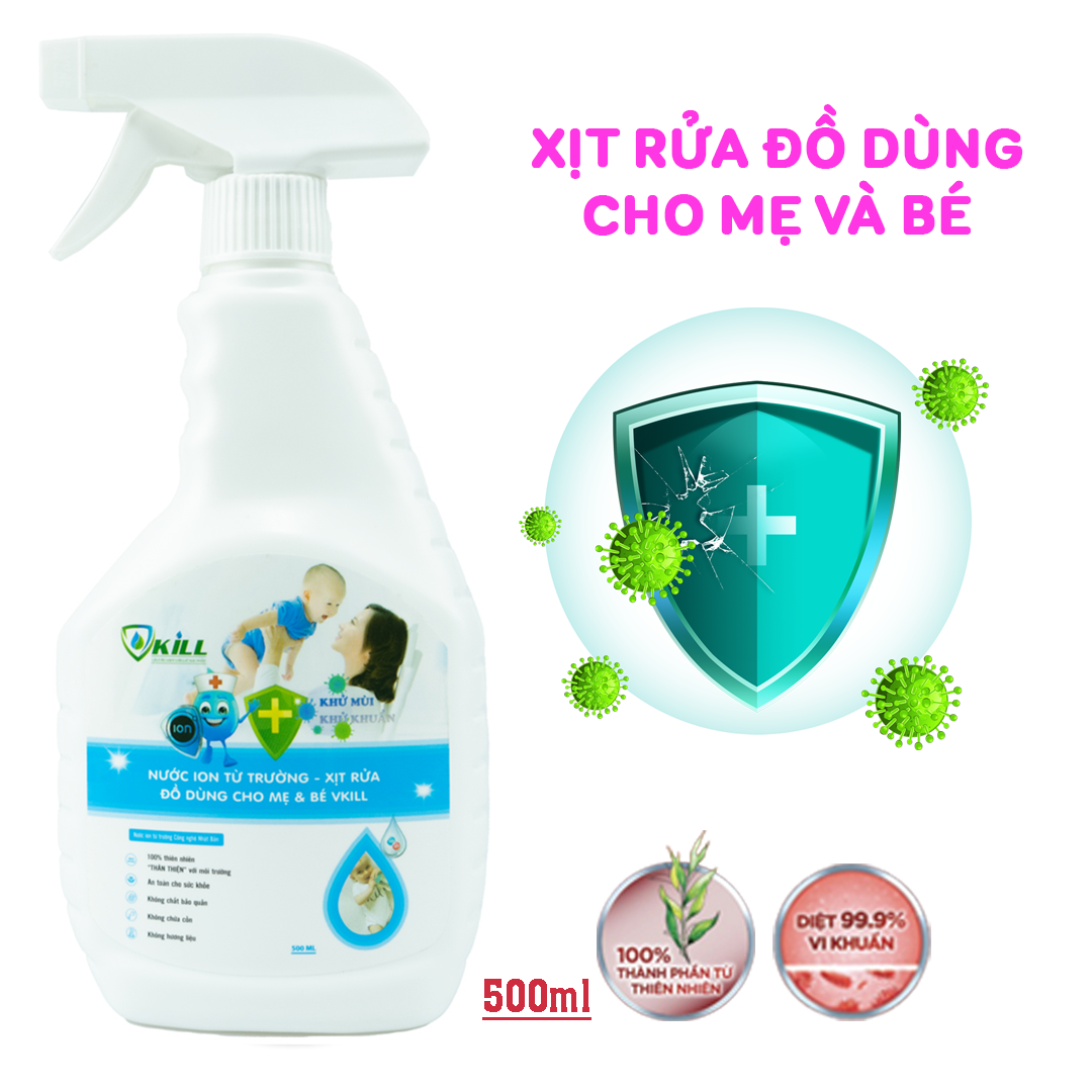 Nước xịt rửa đồ dùng cho mẹ và bé KRILL 500ml khử khuẩn, làm sạch nhanh chóng, an toàn tuyệt đối