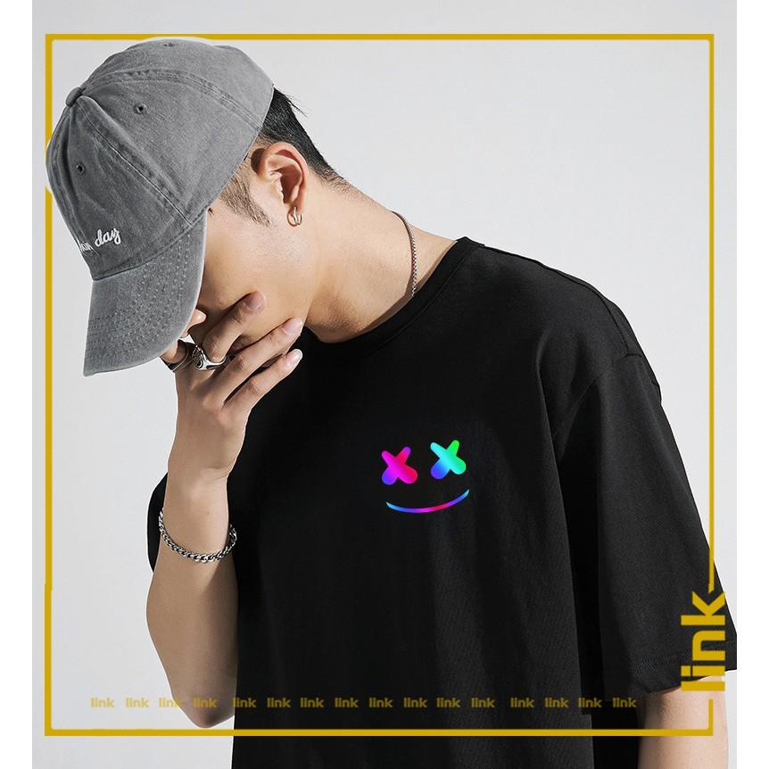 Áo phản quang MẶT MARSHMELLO chảy độc lạ 7 màu tay lỡ Unisex ( Đen, Trắng )