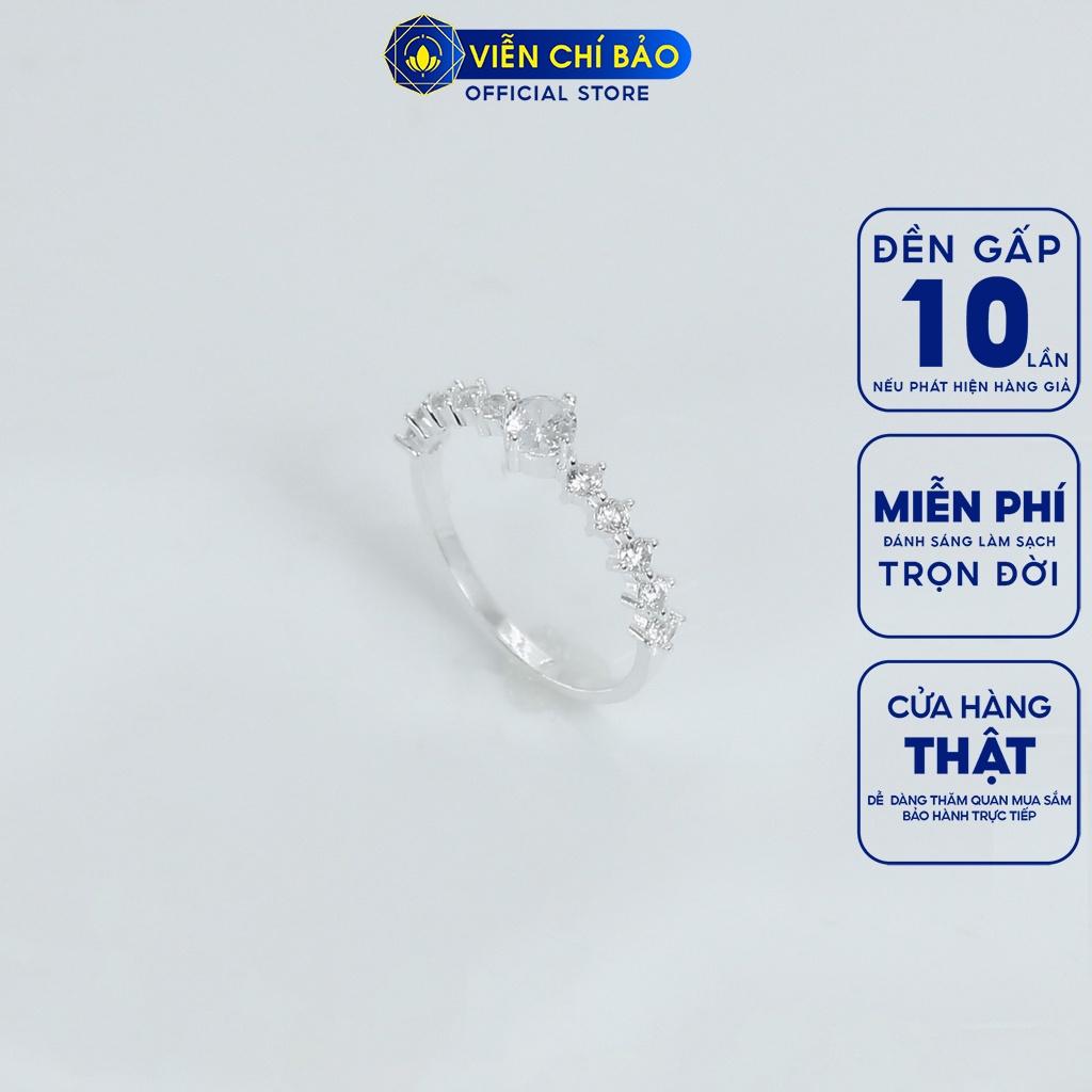 Nhẫn bạc nữ viền đính đá lấp lánh chất liệu bạc 925 thời trang phụ kiện trang sức nữ Viễn Chí Bảo N400345